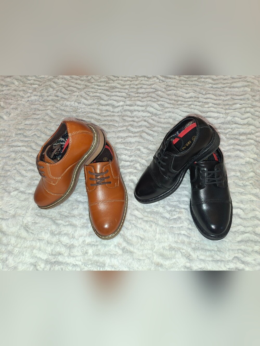 Bruno Marc Boy's Classic Oxford Dress Shoes in Tan and Black
